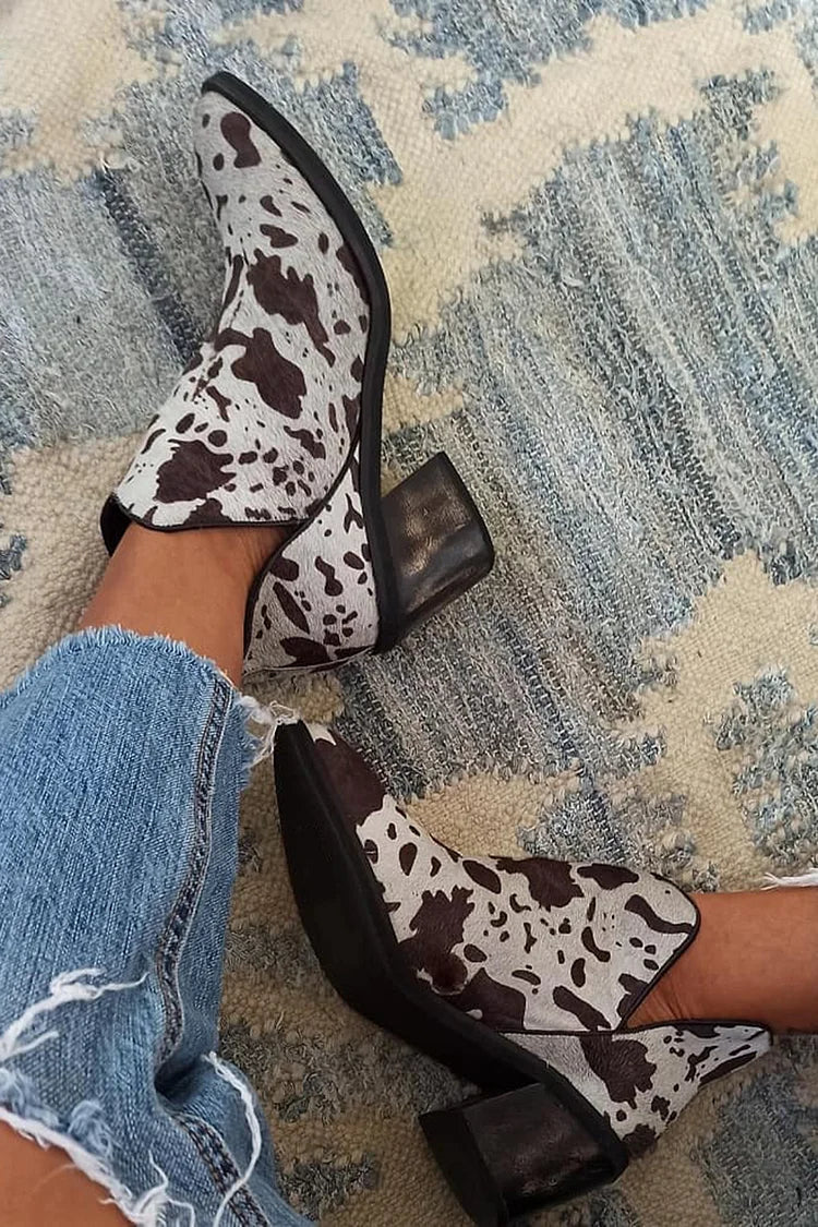 Julia™ | Bottines en daim à imprimé vache