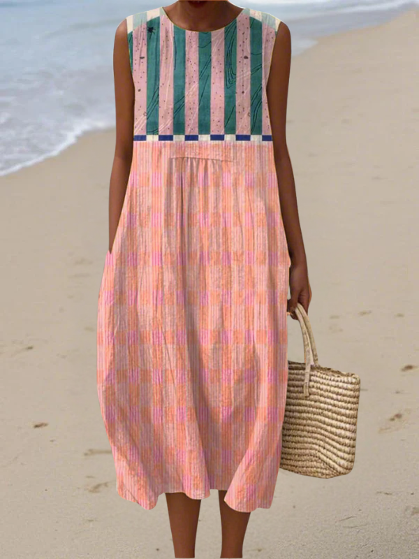 Lily | Robe Midi Pastel Rayée