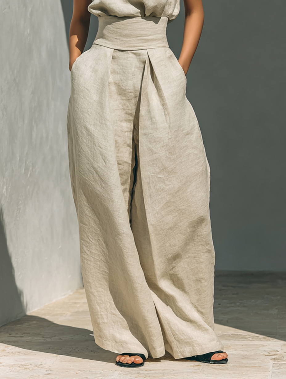 BORDEAUX | ENSEMBLE PANTALON LARGE EN COTON POUR FEMME