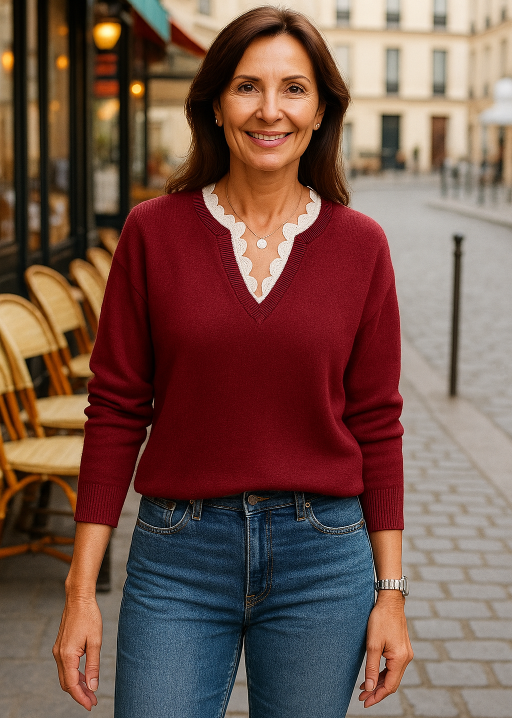 Alana ~ pull en maille à col v