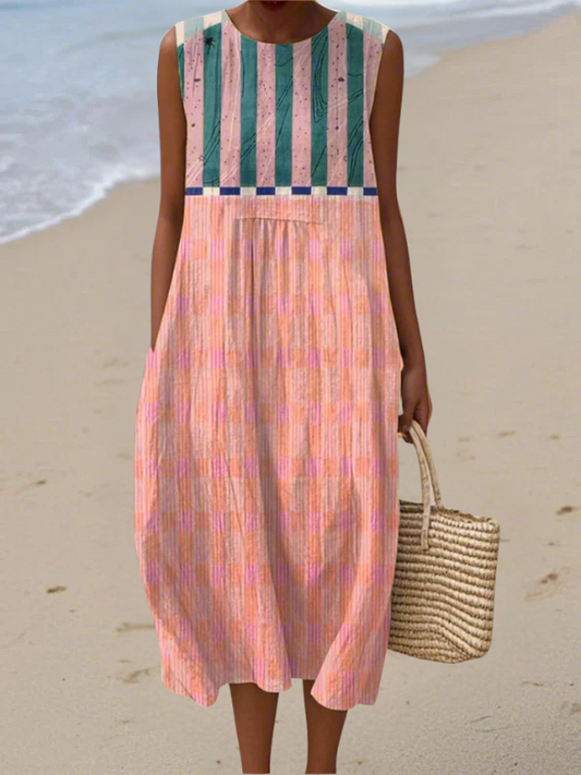 Lily | Robe Midi Pastel Rayée