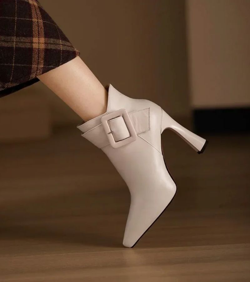 BORDEAUX | Bottines Signature à Talon & Boucle Oversize