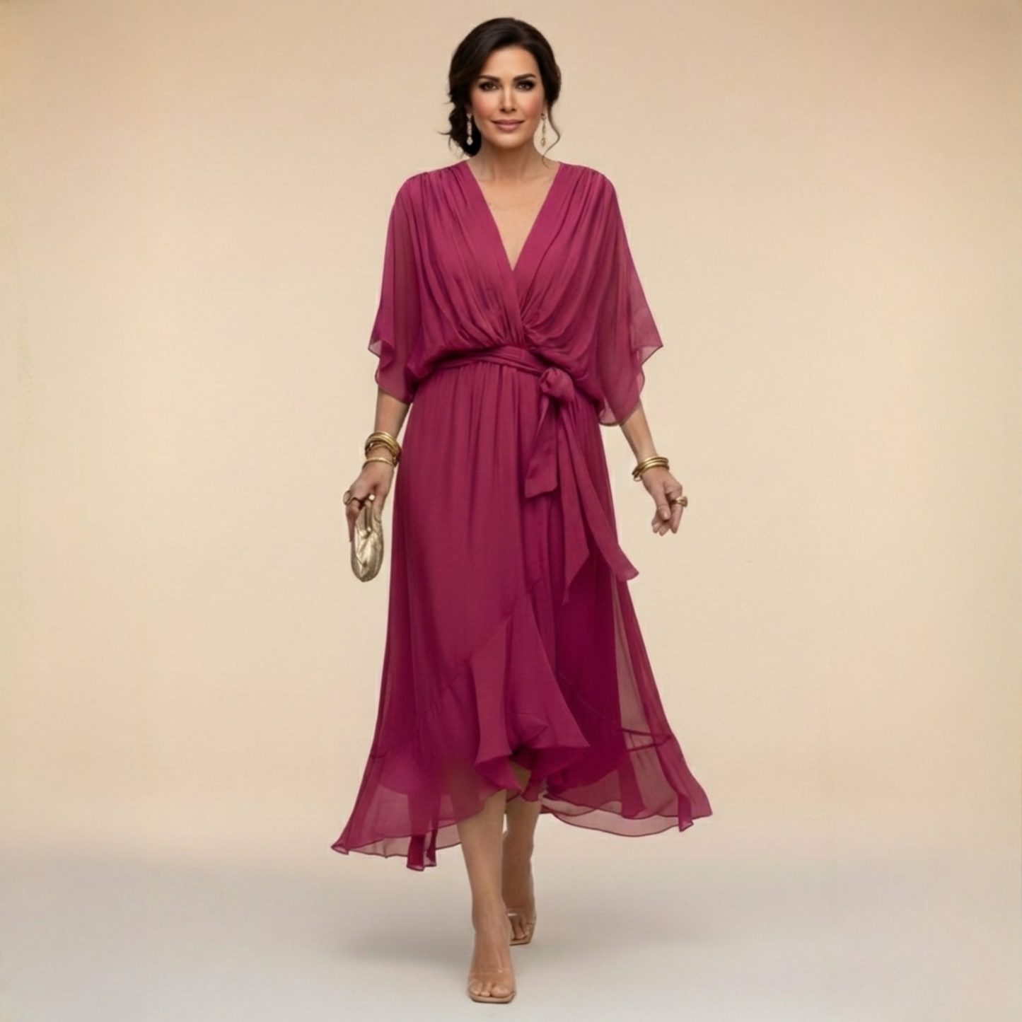 Juliette | Robe en chiffon à décolleté V