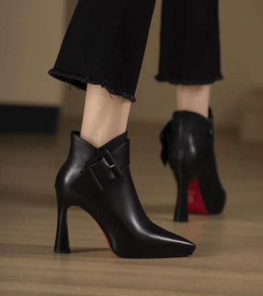 BORDEAUX | Bottines Signature à Talon & Boucle Oversize