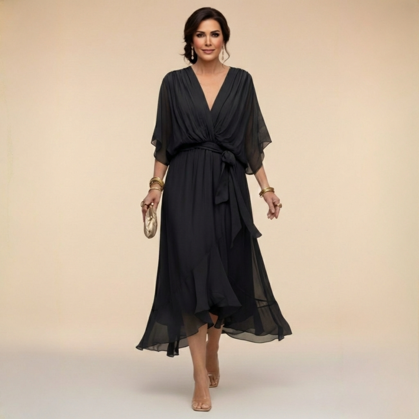 Juliette | Robe en chiffon à décolleté V