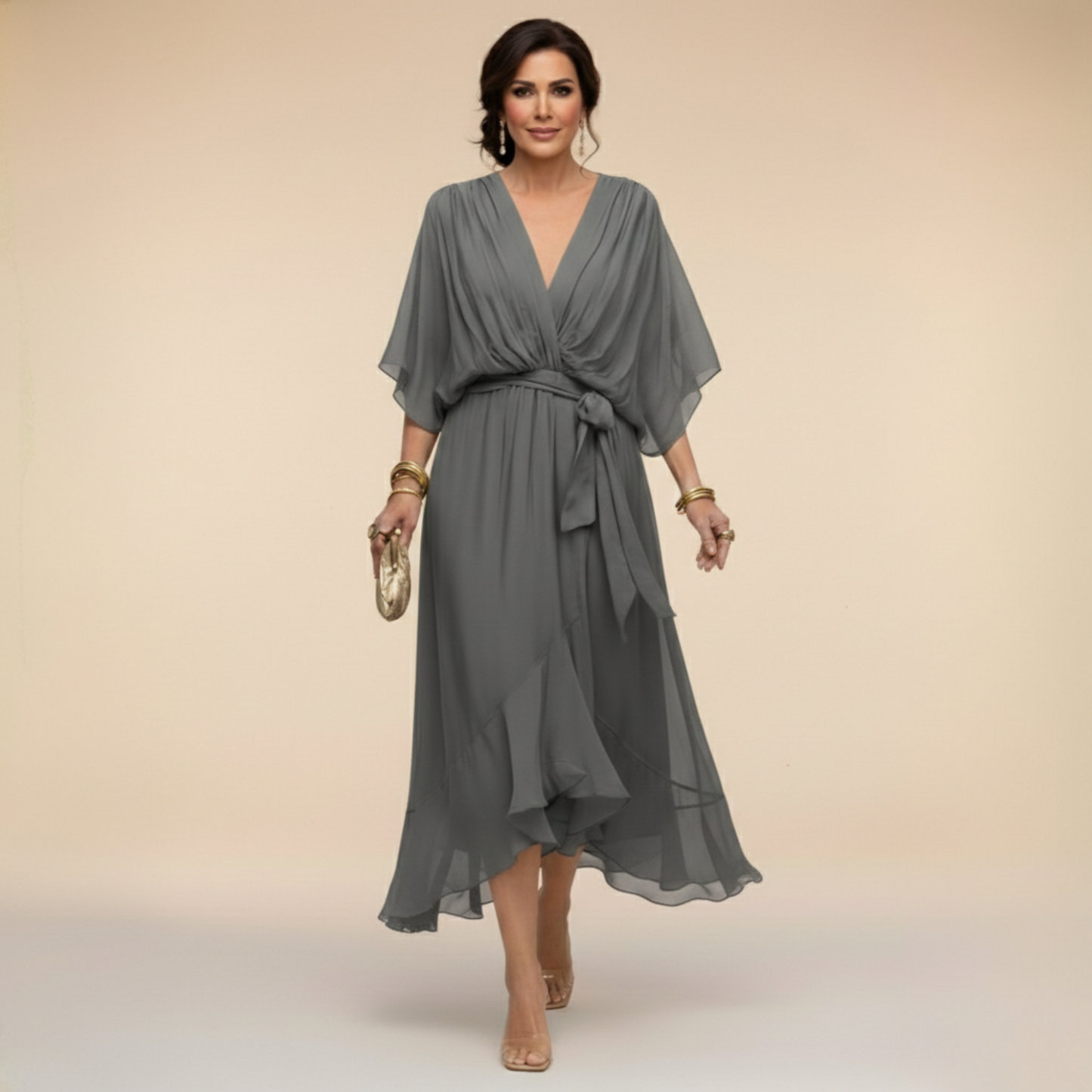 Juliette | Robe en chiffon à décolleté V
