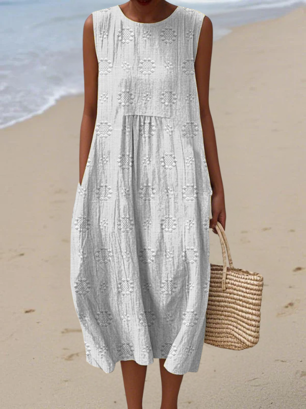Lucille | Robe Midi Brodée Rose