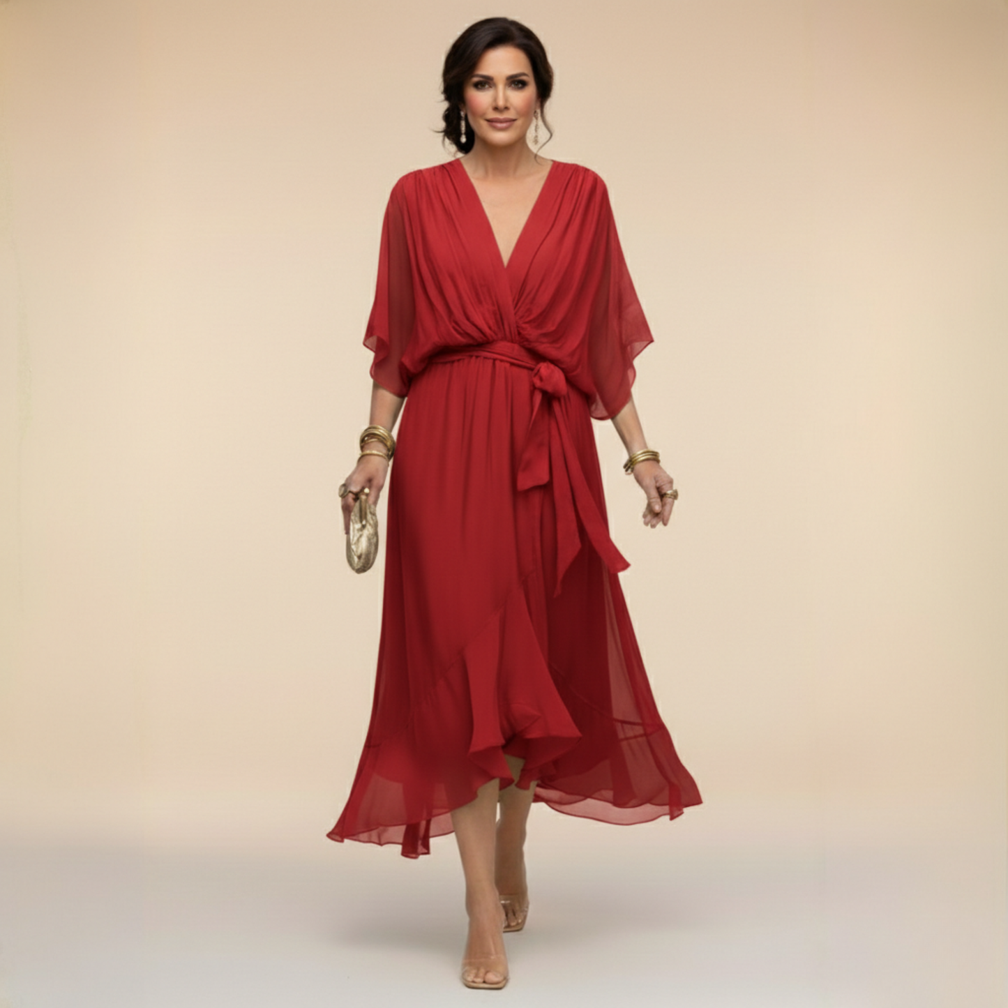 Juliette | Robe en chiffon à décolleté V