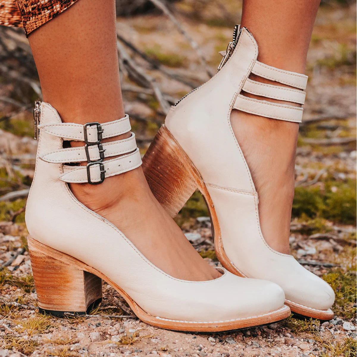CAMILLE | Escarpins à brides en cuir — talon bloc confort