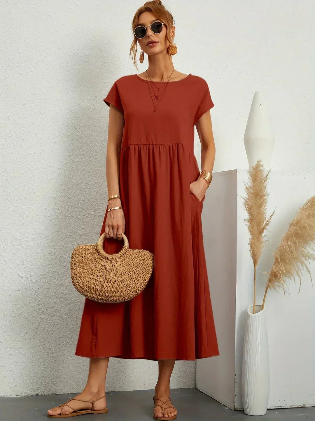 Gabrielle |  Robe midi fluide élégance intemporelle