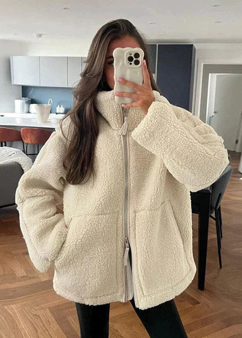 Inès ~ veste oversize en teddy douce