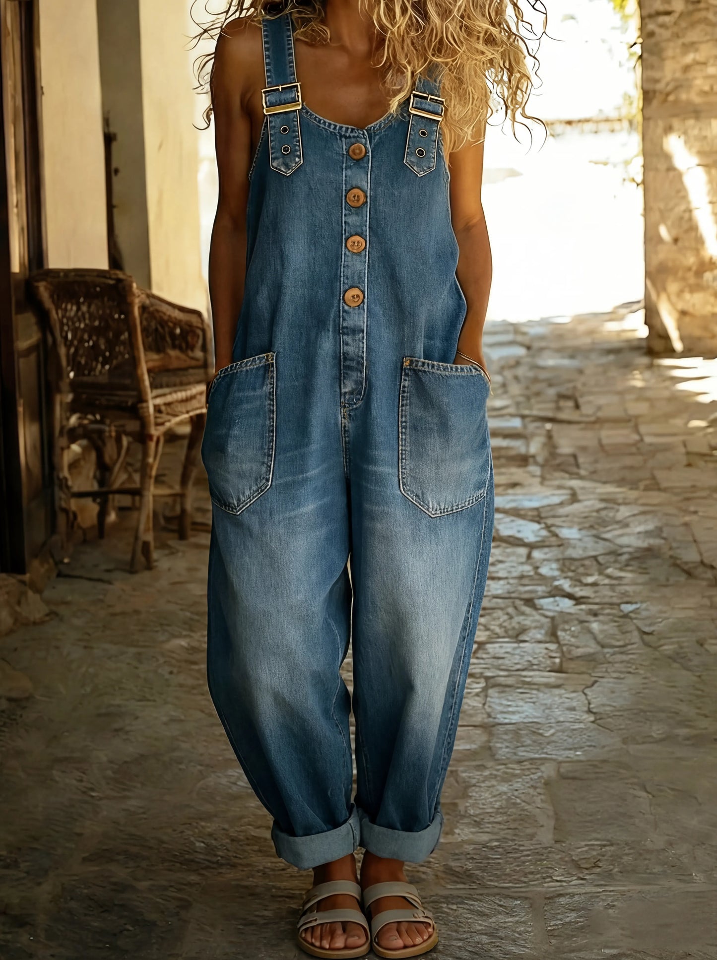 Rocio | Combinaison en denim décontractée avec boucle ajustable.
