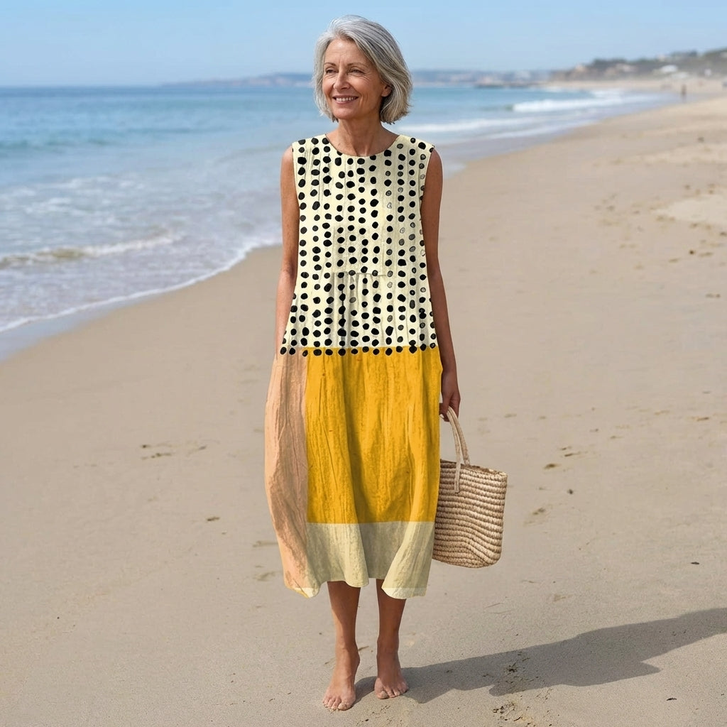 Leah | Robe Midi Colorblock à Pois