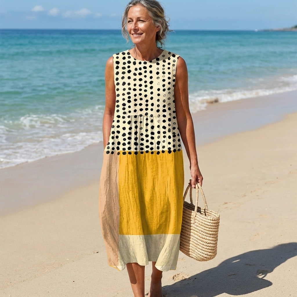 Leah | Robe Midi Colorblock à Pois